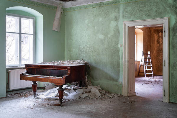 Abandoned Poster featuring the photograph Abandoned Piano in the Corner #1 by Roman Robroek