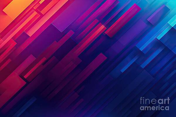 Abstract Poster featuring the painting Abstract blue purple background with geometric panel #1 by N Akkash