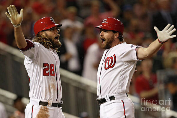 Three Quarter Length Poster featuring the photograph Daniel Murphy and Jayson Werth by Patrick Smith