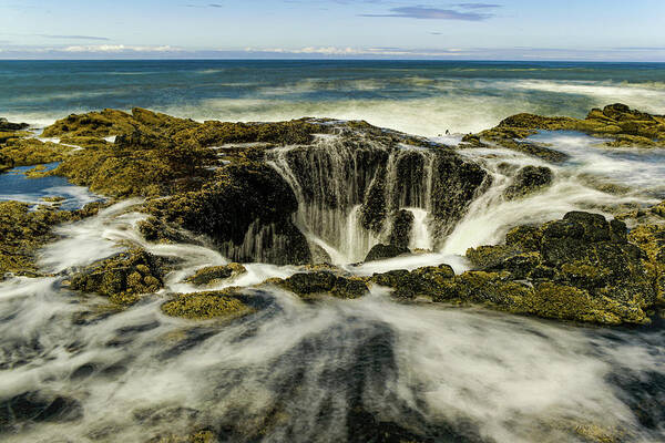 Oregon Poster featuring the photograph Drama at Thor's Well #1 by Jeff Swan