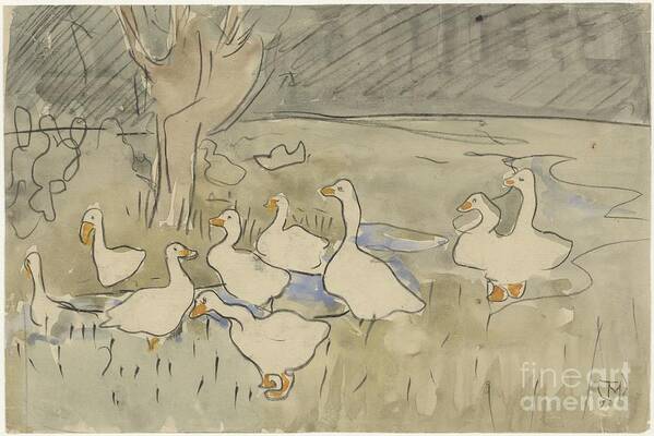 Animal Poster featuring the painting Ducks, Theo van Hoytema, 1873 - 1917 #1 by Shop Ability