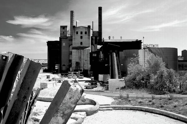 Architecture Poster featuring the photograph Industrial Power Plant Architectural Landscape Black White by Patrick Malon