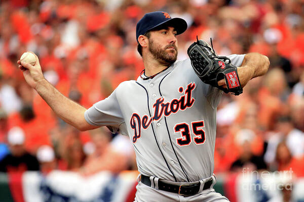 Game Two Poster featuring the photograph Justin Verlander by Rob Carr
