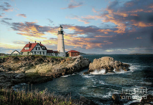 Maine Poster featuring the photograph Portland Head Light #1 by John Kain