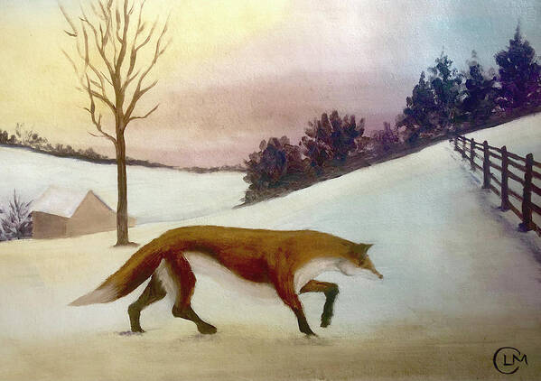 Fox Poster featuring the painting Solstice Fox #1 by Lisa Curry Mair