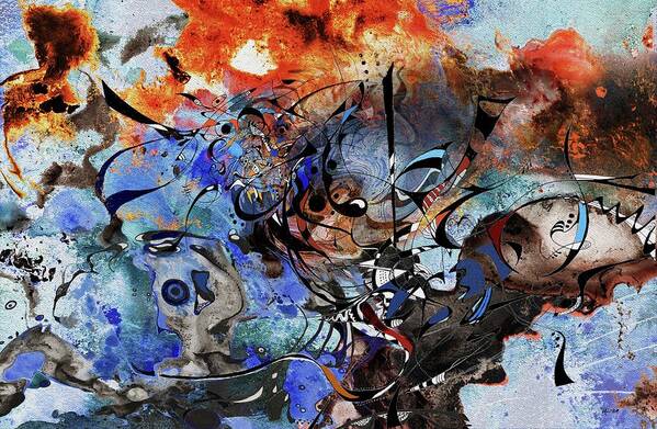 Abstract Ink Painting Poster featuring the digital art The Maelstrom #1 by Wolfgang Schweizer