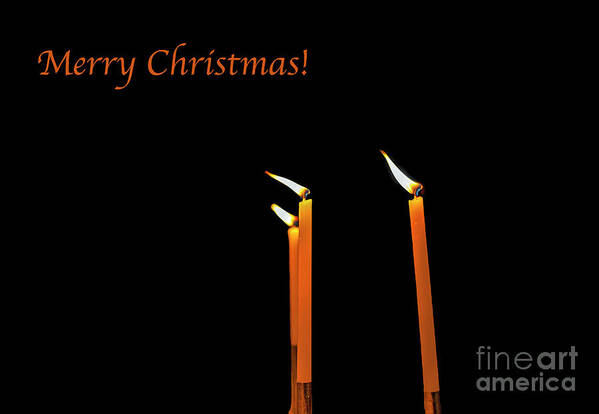 Holidays Poster featuring the photograph Three burning candles Merry Christmas by Patricia Hofmeester