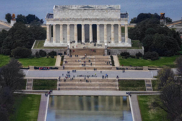 Washington Dc Poster featuring the photograph Washington DC Memorials Aerial #1 by Susan Candelario