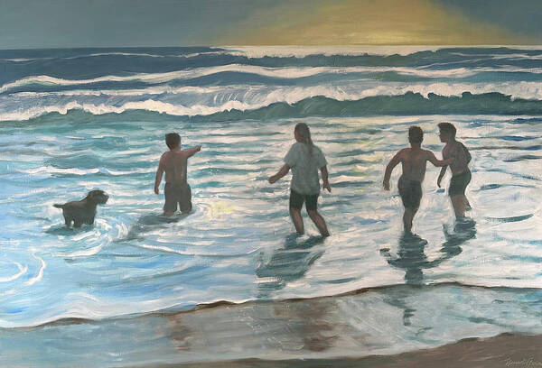 Kids Poster featuring the painting Wave Dancers #1 by Laura Lee Cundiff