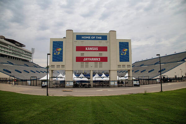 Kansas Jayhawks Poster featuring the photograph Close up of David Booth Memorial Stadium at University of Kansas #1 by Eldon McGraw