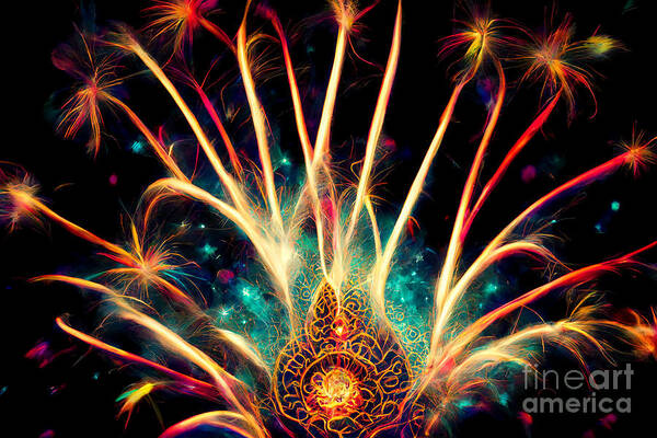 Series Poster featuring the digital art Fireworks magic #11 by Sabantha