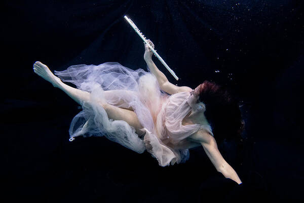 Nina Poster featuring the photograph Nina underwater for the Hydroflute project by Dan Friend