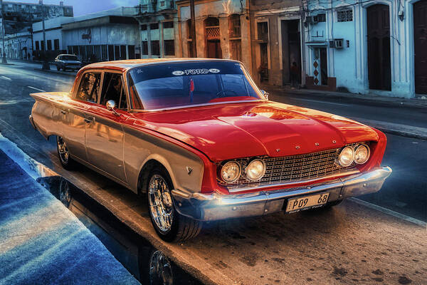 Red And Blue Poster featuring the photograph 1963 Ford Galaxie by Micah Offman