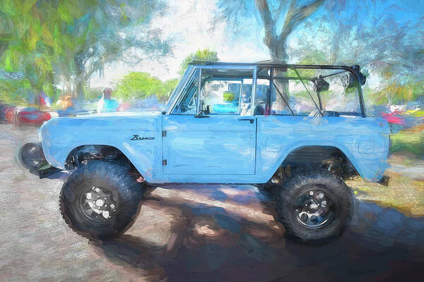 1972 Wind Blue Ford Bronco Poster featuring the photograph 1972 Wind Blue Ford Bronco X106 by Rich Franco