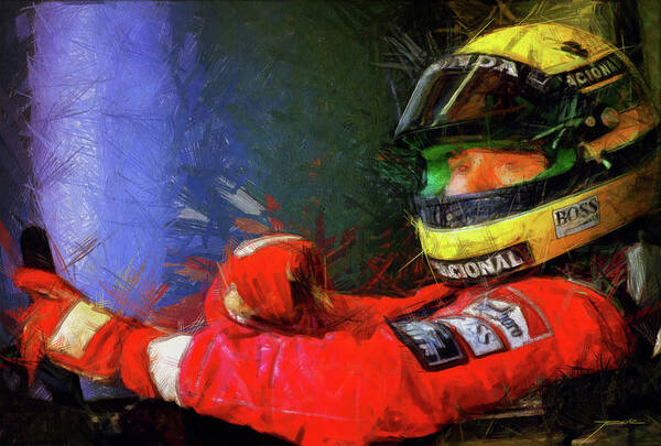 Ayrton Poster featuring the painting Ayrton #2 by Tano V-Dodici ArtAutomobile