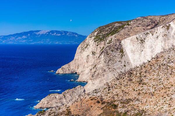 Greece Poster featuring the photograph Cliffs and Ioanian sea at Zakynthos, Greece. #2 by Michal Bednarek