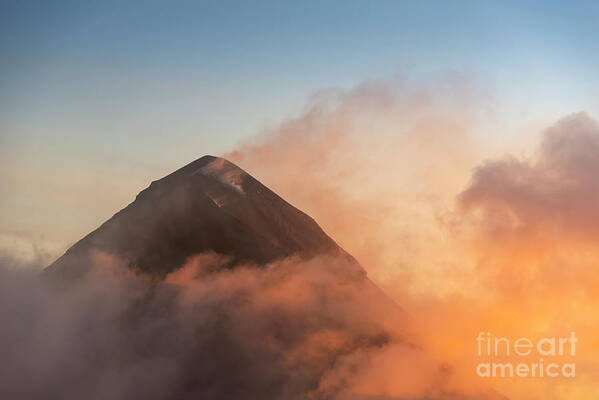 Fuego Poster featuring the photograph Fuego Volcano Guatemala Sunset #2 by THP Creative
