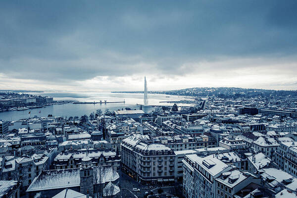 Outdoors Poster featuring the photograph Snowing in Geneva during Winter #2 by Benoit Bruchez