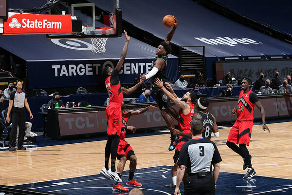 Anthony Edwards Poster featuring the photograph Toronto Raptors v Minnesota Timberwolves #2 by David Sherman