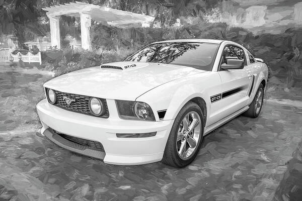 2008 White Ford Mustang Gt Cs California Special Poster featuring the photograph 2008 White Ford Mustang GT CS California Special X122 #2008 by Rich Franco