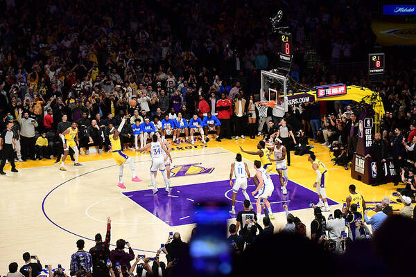 Lebron James Poster featuring the photograph Kareem Abdul-jabbar and Lebron James #27 by Adam Pantozzi