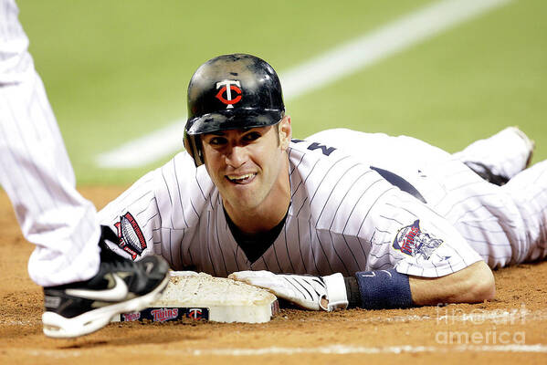 Hubert H. Humphrey Metrodome Poster featuring the photograph Joe Mauer #3 by Jamie Squire