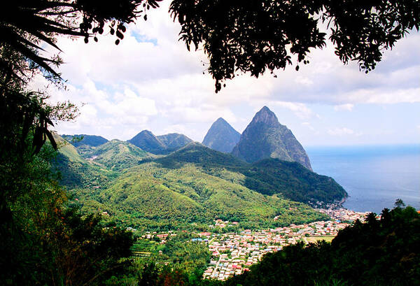 Travel Poster featuring the photograph St Lucia Pitons by Claude Taylor