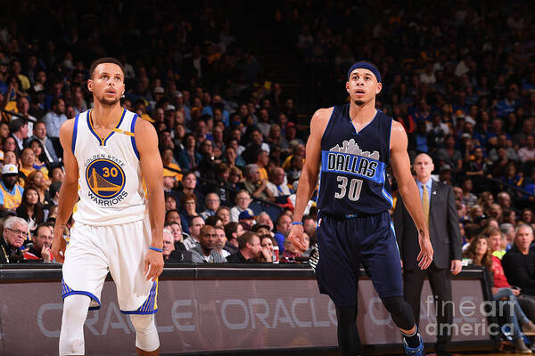 Stephen Curry Poster featuring the photograph Stephen Curry and Seth Curry #3 by Noah Graham