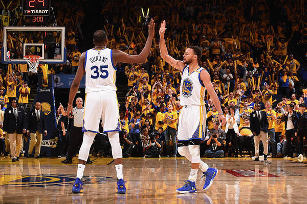 Kevin Durant Poster featuring the photograph Stephen Curry and Kevin Durant #4 by Noah Graham