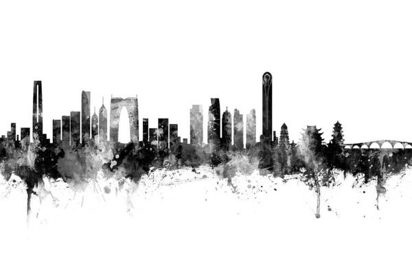 Suzhou Poster featuring the digital art Suzhou China Skyline #4 by Michael Tompsett