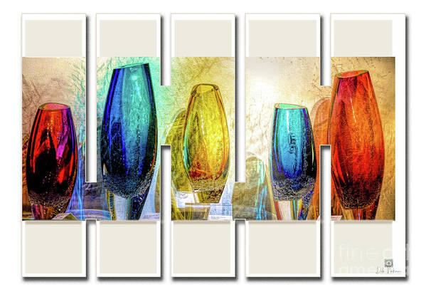 Glass Poster featuring the digital art 5 Glasses by Deb Nakano