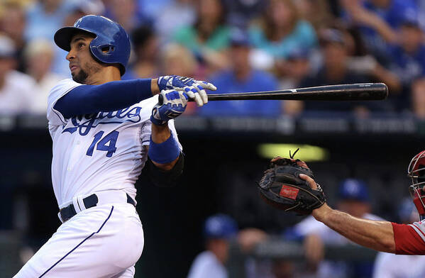 American League Baseball Poster featuring the photograph Omar Infante #5 by Ed Zurga