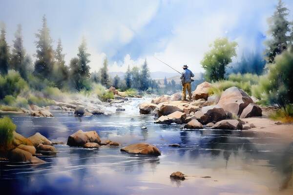 A Quiet Reprieve - Fly Fishing for Trout in California Poster by