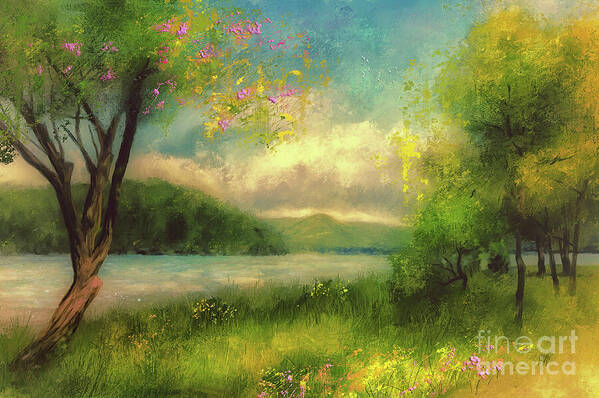 Spring Poster featuring the digital art A Soft Spring Day by Lois Bryan