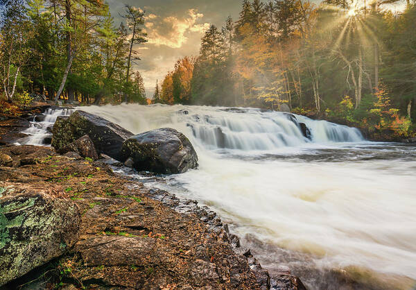 Fall Poster featuring the photograph Adirondacks Autumn at Buttermilk Falls 5 by Ron Long Ltd Photography