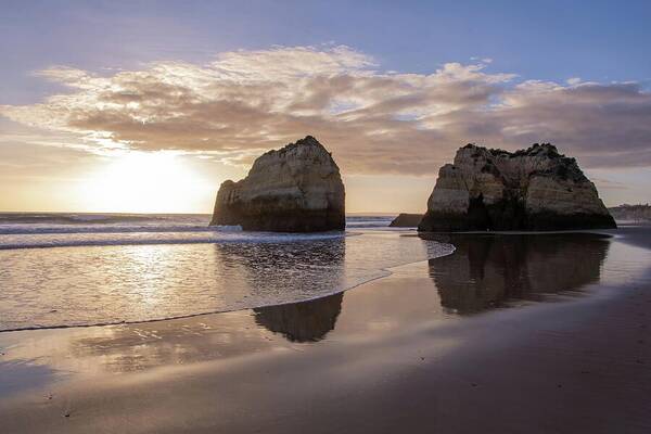 Algarve Poster featuring the photograph Algarve Sunset With Rock Formations by Rebecca Herranen