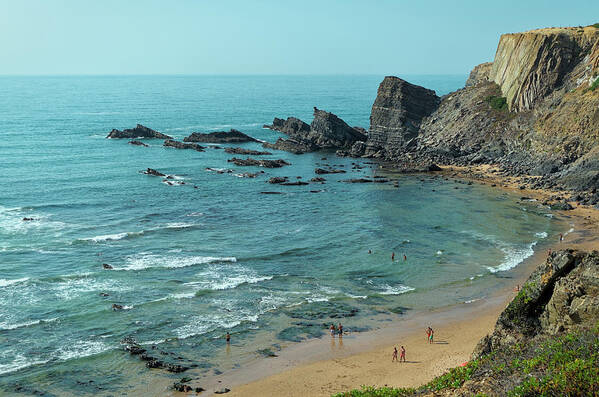 Praia Da Amalia Poster featuring the photograph Amalia Beach from Cliffs by Angelo DeVal