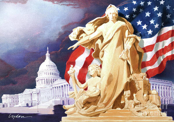 Tom Lydon Poster featuring the painting America - Apotheosis of Democracy - Peace Protecting Genius by Tom Lydon