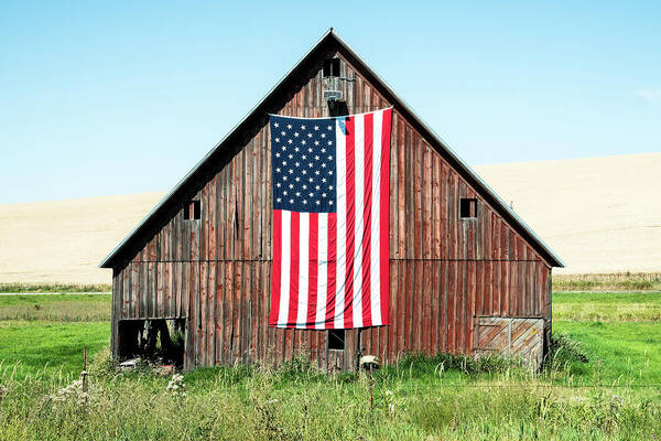 Farm Poster featuring the photograph American Flag on Barn by Connie Carr