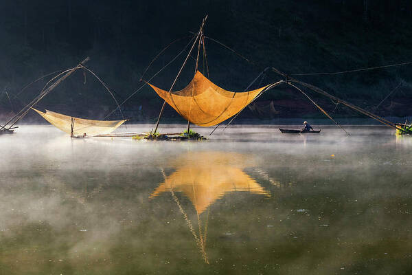  Poster featuring the photograph Ancient Fishing Net by Khanh Bui Phu