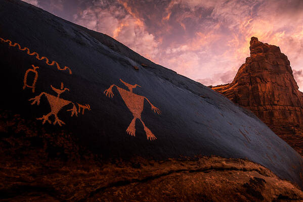 Petroglyph Poster featuring the photograph Ancient Heros by Peter Boehringer
