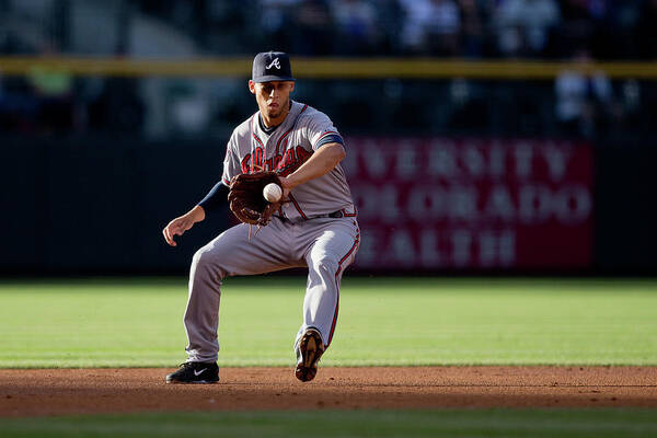 Ball Poster featuring the photograph Andrelton Simmons and Drew Stubbs by Justin Edmonds