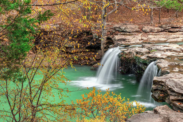 Falling Water Falls Poster featuring the photograph Arkansas Falling Water Falls In Autumn - Ozark National Forest by Gregory Ballos