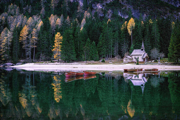 Lago Di Braies Poster featuring the photograph At the lake of Braies by Elias Pentikis
