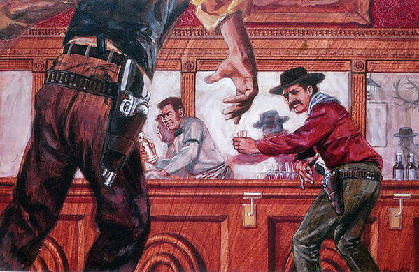 Old West Poster featuring the painting At the OK SALOON by Harry West