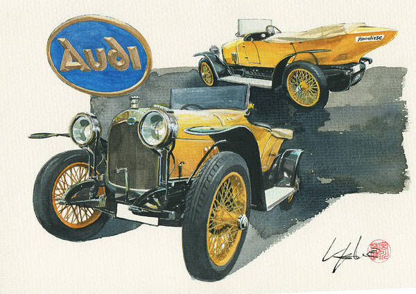 Audi Poster featuring the painting Audi Type C Alpensieger by Yoshiharu Miyakawa