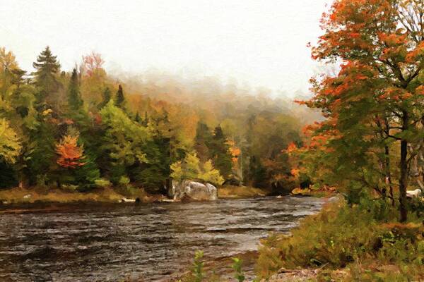 River Poster featuring the photograph Ausable River In Lake Placid Painting by Carolyn Ann Ryan