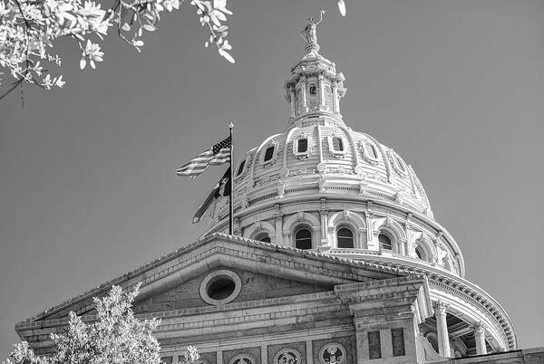 Texas State Capitol Poster featuring the photograph Austin Texas State Capitol Building - Black and White by Gregory Ballos