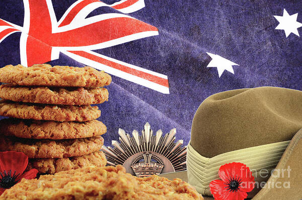 Anzac Biscuit Poster featuring the photograph Australian Anzac Day collage by Milleflore Images