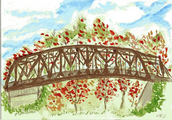 Bellamy Park Poster featuring the painting Autumn at Bellamy Park Bridge by Branwen Drew